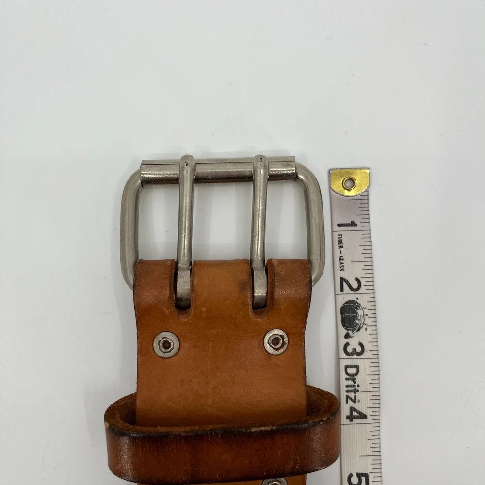 Vtg Leather Weightlifting Belt 32 Double Prong Wide Back Powerlifting Gym 37in